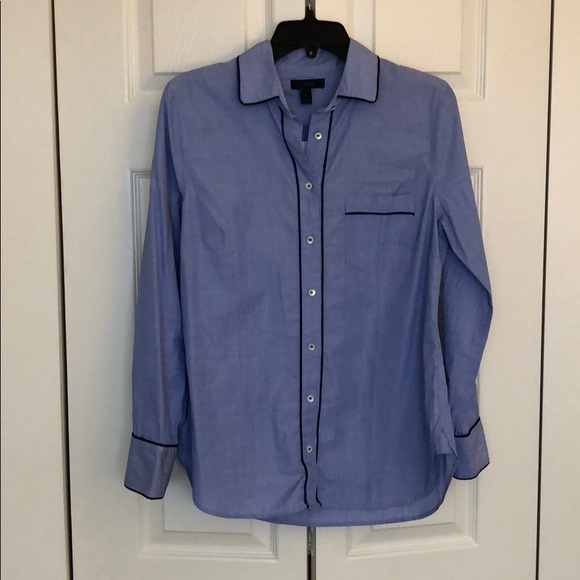 NWT J.Crew Button Down Blue with Navy Piping Sz 8 - Picture 1 of 5